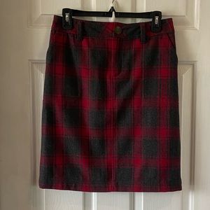 Eddie Bauer Wool Plaid Pencil Skirt Red Size 2 Preppy Academia Clueless